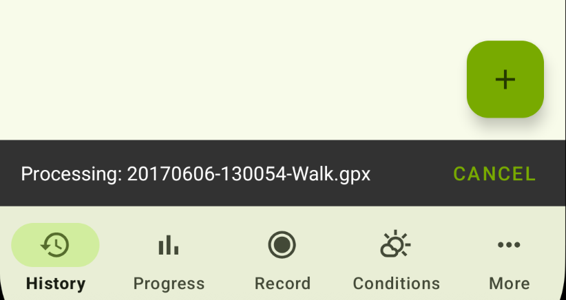VMFit GPX import progress